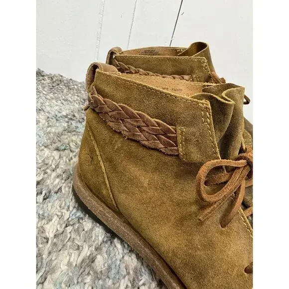 Born Boots Womens 9.5 Temple Lace Up Brown Distressed Suede Ankle Braided Chukka - Picture 13 of 13